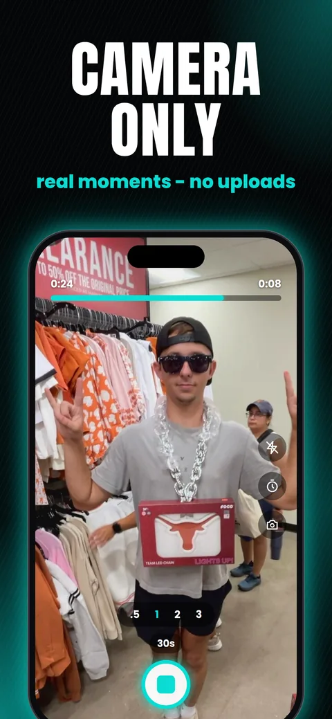 Portal app screen: Camera only — real moments, no uploads